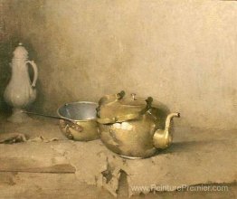 Bouilloire en laiton avec cafetière en porcelaine Bouilloire en laiton avec cafetière en porcelaine