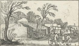 Patineurs et joueurs de flacon sur la glace dans les termes de l Patineurs et joueurs de flacon sur la glace dans les termes de l