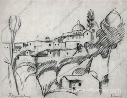 Terre de sienne. Le paysage urbain. Terre de sienne. Le paysage urbain.