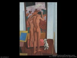 Nudo allo specchio con cagnolino Nudo allo specchio con cagnolino