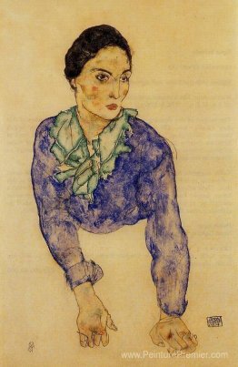Portrait d'une femme avec une écharpe bleue et verte Portrait d'une femme avec une écharpe bleue et verte