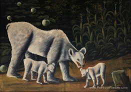 Blanc Bear avec ses petits (dans le champ de maïs) Blanc Bear avec ses petits (dans le champ de maïs)