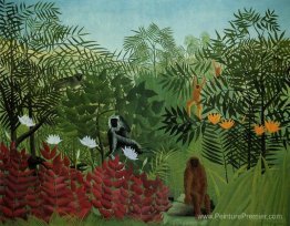 Forêt tropicale avec singes et serpent Forêt tropicale avec singes et serpent