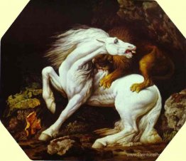 Cheval attaqué par un lion Cheval attaqué par un lion