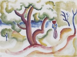 Femme avec pichet sous les arbres Femme avec pichet sous les arbres