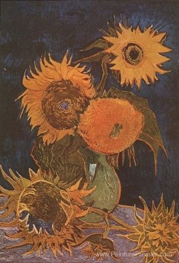 Vase de vie morte avec cinq tournesols Vase de vie morte avec cinq tournesols