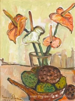 Nature morte avec des anthuriums et des fruits Nature morte avec des anthuriums et des fruits