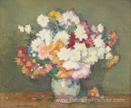 Pipkin avec des chrysanthemums Pipkin avec des chrysanthemums