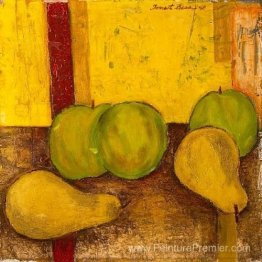 Nature morte avec des pommes et des poires vertes Nature morte avec des pommes et des poires vertes