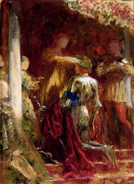 Victoire, un chevalier couronné d'un laurier-wreath Victoire, un chevalier couronné d'un laurier-wreath