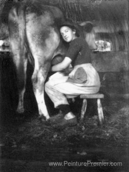 Femme traire vache Femme traire vache
