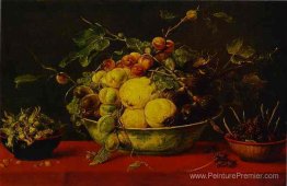 Fruits dans un bol sur une nappe rouge Fruits dans un bol sur une nappe rouge