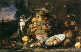 Trois singes volant des fruits Trois singes volant des fruits
