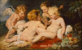 Christ et Jean-Baptiste en tant qu'enfants et deux anges Christ et Jean-Baptiste en tant qu'enfants et deux anges
