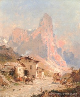 Figures dans un village des Dolomites Figures dans un village des Dolomites