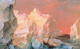 Icebergs et épave au coucher du soleil Icebergs et épave au coucher du soleil