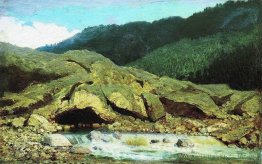 Paysage avec un rocher et un ruisseau Paysage avec un rocher et un ruisseau