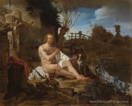 Un chasseur s'habille après le bain Un chasseur s'habille après le bain