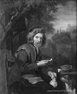 Un vieil homme tenant une pipe et une cruche Un vieil homme tenant une pipe et une cruche