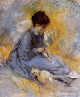 Jeune femme avec un chien Jeune femme avec un chien