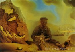 Fisherman de Port Lligat réparant son filet Fisherman de Port Lligat réparant son filet