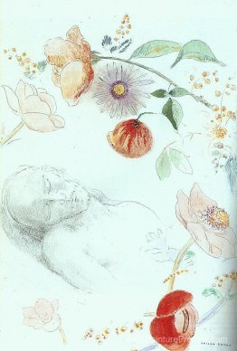Buste d'un homme endormi au milieu des fleurs Buste d'un homme endormi au milieu des fleurs