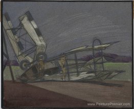 C Machine de vol craquelée sur le hangar b C Machine de vol craquelée sur le hangar b