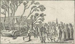 Patineurs sur la glace dans une ferme Patineurs sur la glace dans une ferme