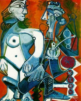 Femme debout nue et homme avec une pipe Femme debout nue et homme avec une pipe