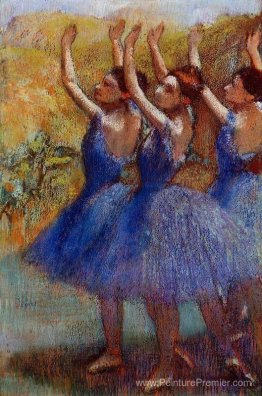 Trois danseurs en jupes violettes Trois danseurs en jupes violettes