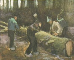Quatre hommes coupent du bois Quatre hommes coupent du bois