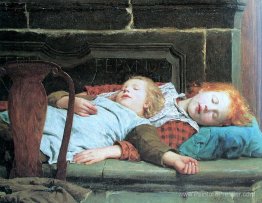 Zwei schlafende M?dchen auf der Ofenbank Zwei schlafende M?dchen auf der Ofenbank