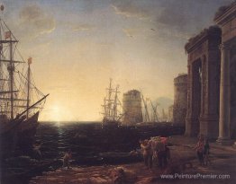 Scène du port au coucher du soleil Scène du port au coucher du soleil