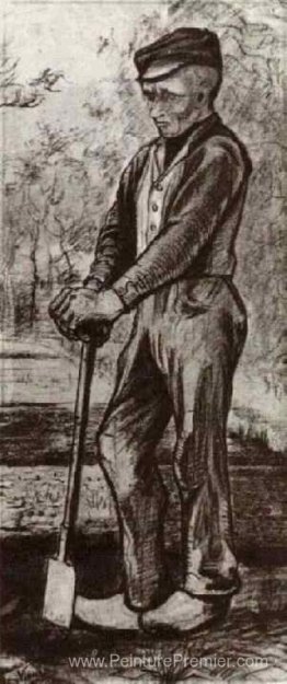 Agriculteur se penchant sur sa bêche Agriculteur se penchant sur sa bêche