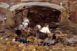 Laundress près d'un pont Laundress près d'un pont