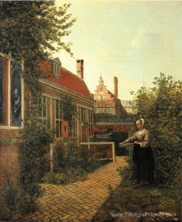 Femme avec panier de haricots dans le potager Femme avec panier de haricots dans le potager