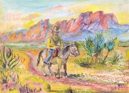 Cowboy dans les montagnes d'orgue, Nouveau-Mexique, Cowboy dans les montagnes d'orgue, Nouveau-Mexique,