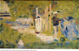 Homme peignant son bateau Homme peignant son bateau