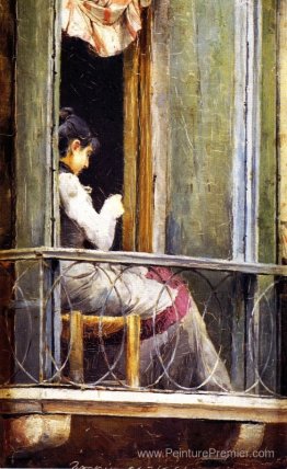 Femme sur un balcon Femme sur un balcon