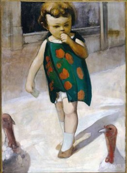 Fille avec des dindes Fille avec des dindes