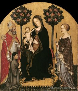 Mary intronisée avec l'enfant, les saints et un donateur Mary intronisée avec l'enfant, les saints et un donateur
