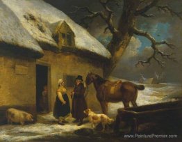 À l'extérieur d'une auberge, l'hiver À l'extérieur d'une auberge, l'hiver