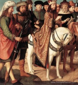 Soldats romains et juges juifs (aile gauche du triptyque de la c Soldats romains et juges juifs (aile gauche du triptyque de la c
