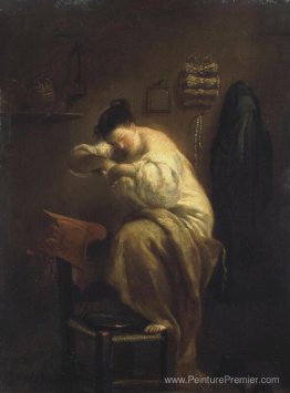 Femme à la recherche de puces Femme à la recherche de puces