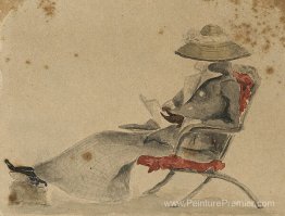 Fille assise, portant un chapeau Fille assise, portant un chapeau