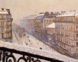 Boulevard Haussmann dans la neige Boulevard Haussmann dans la neige