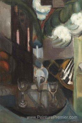 Une nature morte avec une carafe et des lunettes Une nature morte avec une carafe et des lunettes