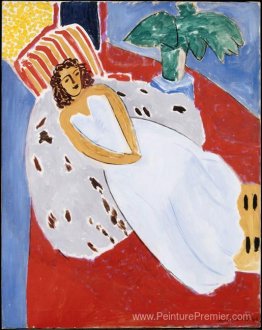 Jeune femme en blanc, fond rouge Jeune femme en blanc, fond rouge
