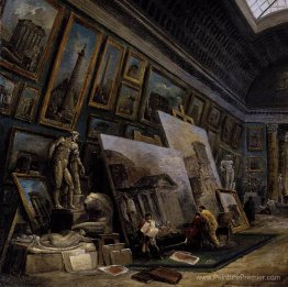 Vue imaginaire de la Grande Galerie dans le Louvre (détail) Vue imaginaire de la Grande Galerie dans le Louvre (détail)