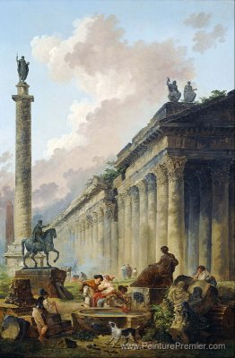 Vue imaginaire de Rome avec statue équestre de Marcus Aurelius, Vue imaginaire de Rome avec statue équestre de Marcus Aurelius,
